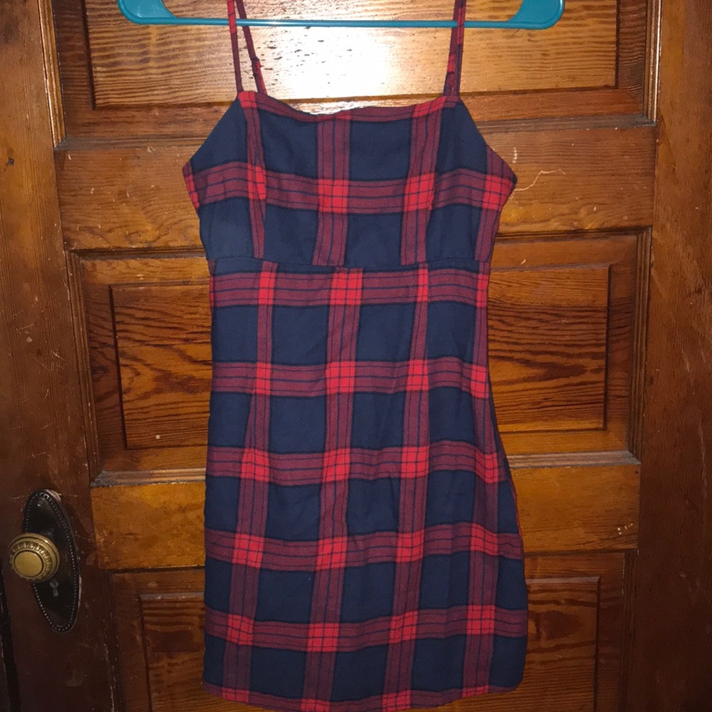 Red and blue plaid dress